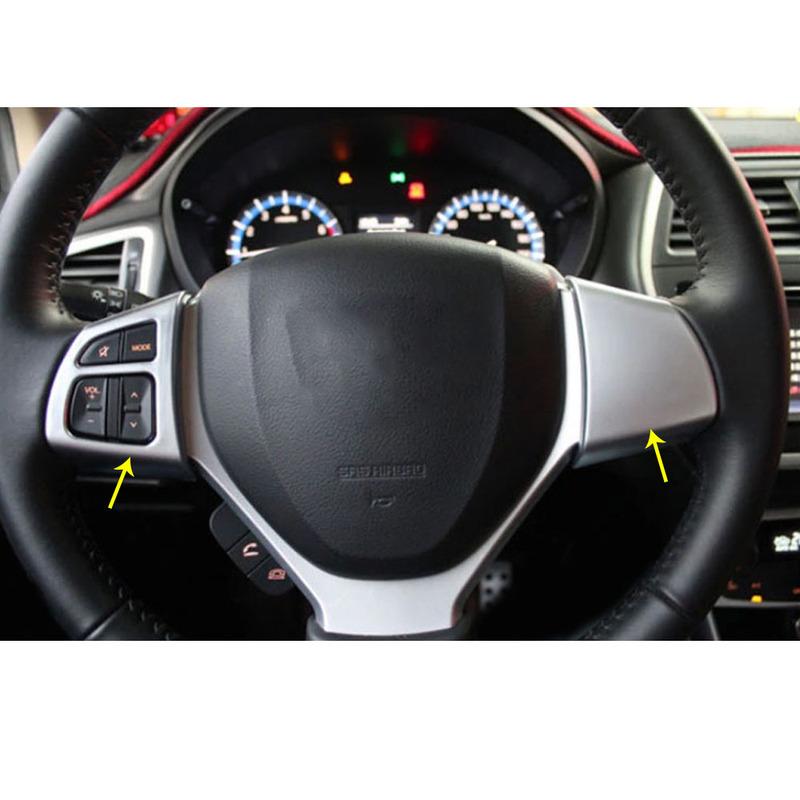 For Suzuki S-cross Scross SX4 2014 2015 2016 2017 Car Detector Stick Cover ABS Matte Steering Wheel Interior Kit Trim Frame 2PCs