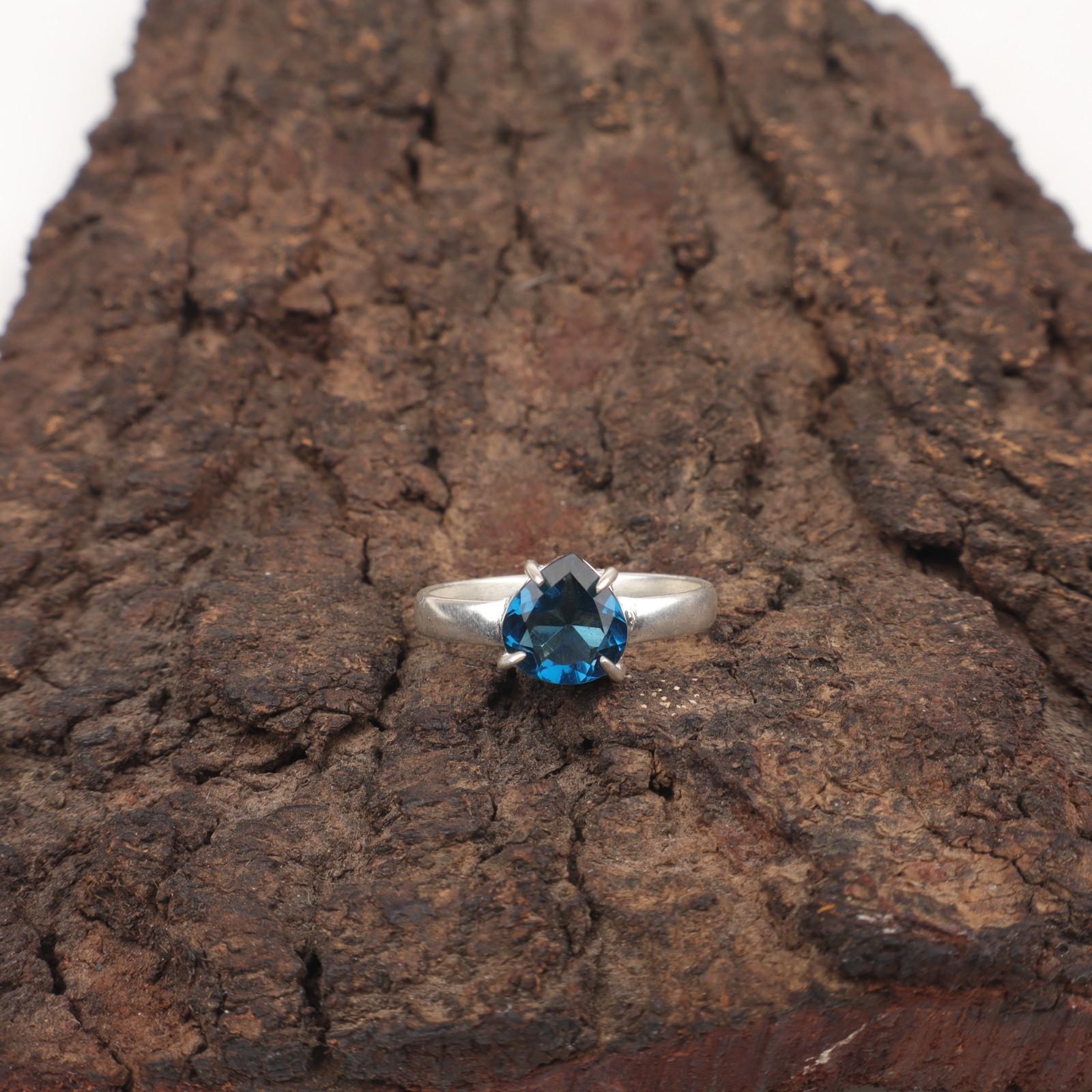 

Натуральный лондонский голубой топаз серебро 925 пробы подарок маме коктейльное кольцо-заявление ювелирное изделие RR-43-1 8