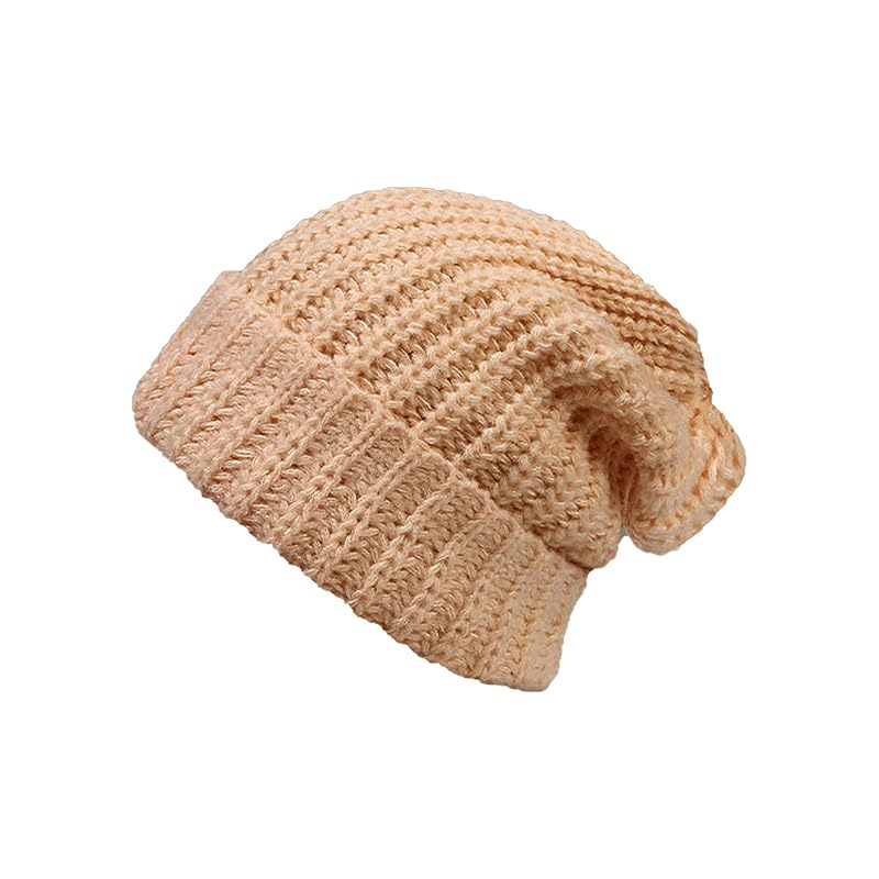 

[Seuyae] knit hat men s hat beanie fleece large size cable stretch Plain color ventilation khaki