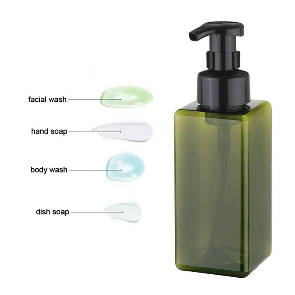 250/450/650ML Empty Square Clear Foaming Bottle Liquid Soap Whipped Mousse Points Shampoo Lotion Shower Hand Washing Gel Pump