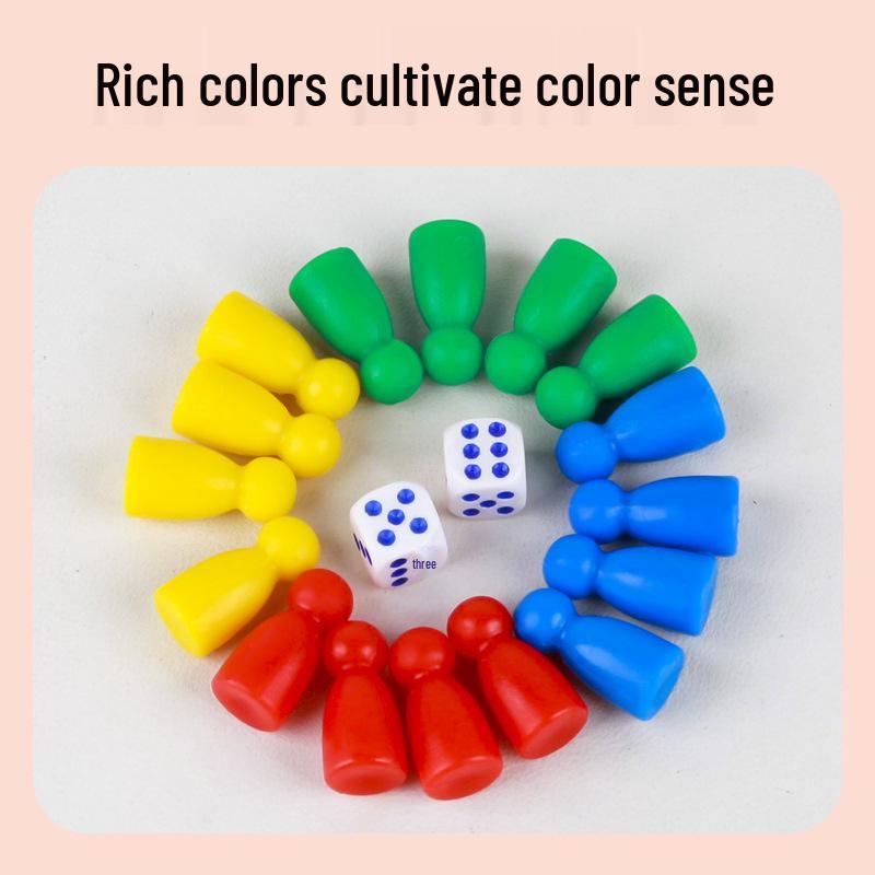 Six-Color Plastic Ludo Game Pieces - Educational Spare Accessories for Kids