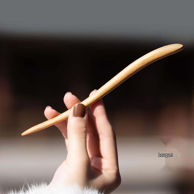 Peach Wood Ancient Style Hairpin for Qipao and Hanfu Headwear
