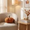 Textured Fabric Pumpkin Pillow Soft Plush Decorative Autumn Accent Home Decor Seasonal Ornament for Living Room Bedroom