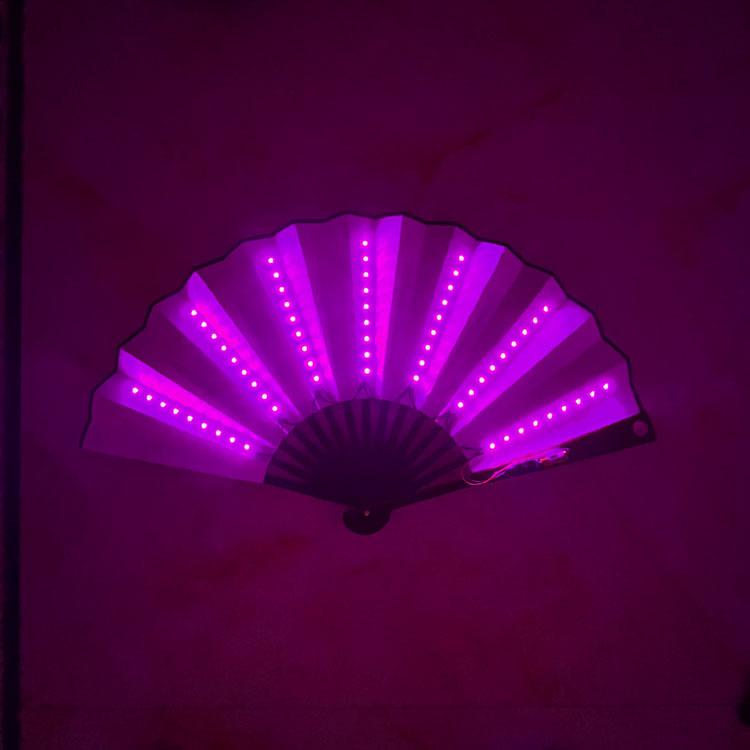 Glow Folding Led Fan Dancing Light Fan Night Show Halloween Christmas Rave Festival Accessories Glow in The Dark Party Supplies