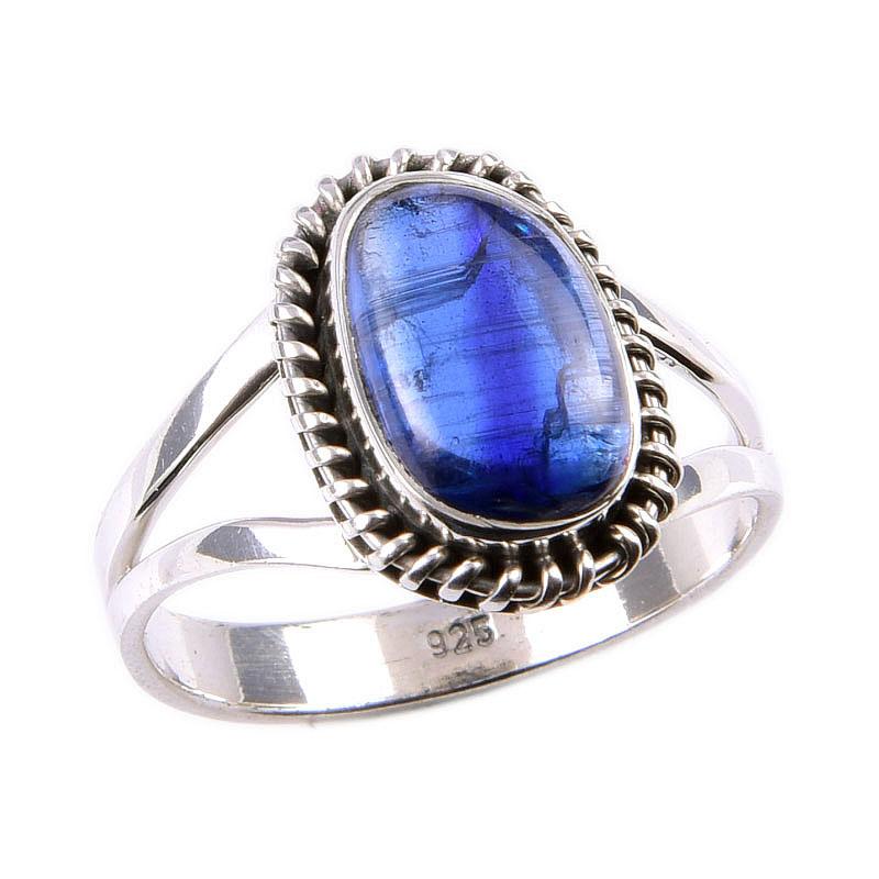 Natural Kyanite Gemstone 925 Solid Sterling Silver Jewelry Ring Size 7.5 V5f44