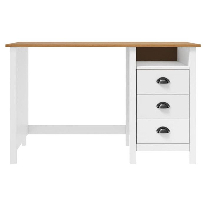 VidaXL Bureau Hill avec 3 tiroirs 120x50x74 cm Bois pin massif 288998