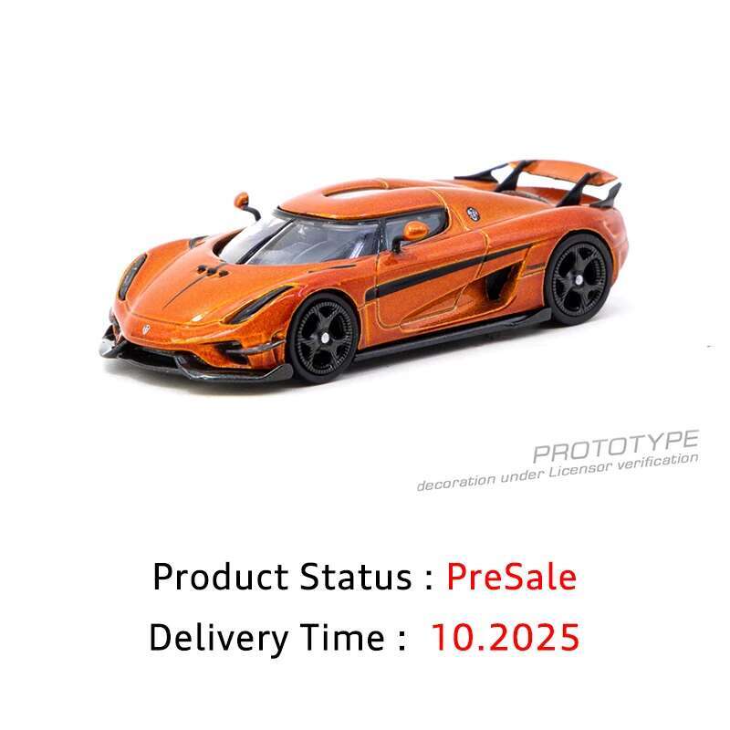 

TW 1:64 Koenigsegg Regera Orange Metallic Black Stripes Diecast Car Model Collection Toys Tarmac Works