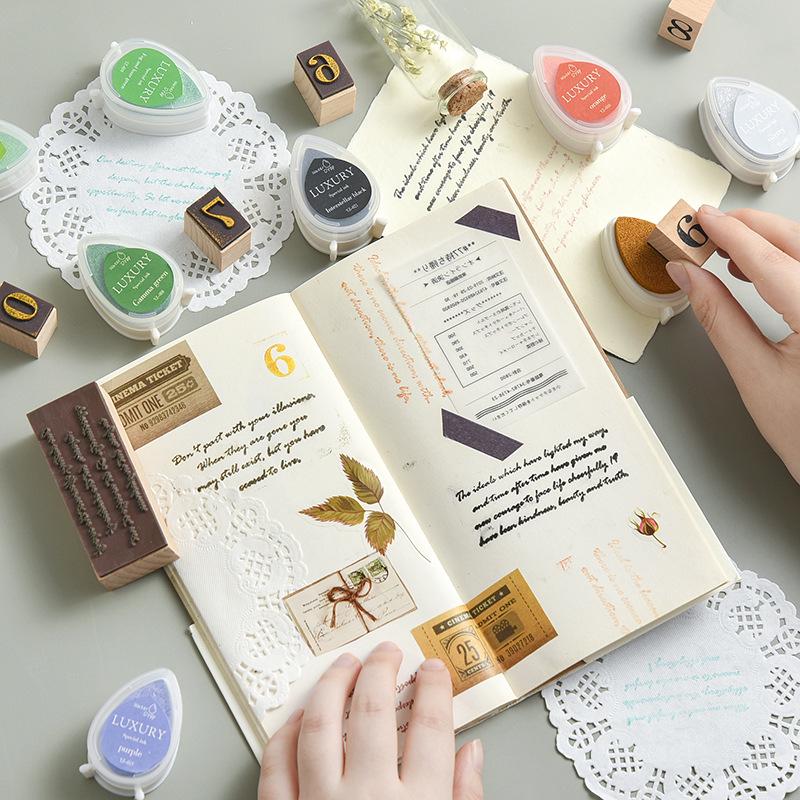 Almohadilla de Tinta Bermellón Yuezhen Gota de Agua: Diario Hecho a Mano para Niños y Compañero de Sellos para Manualidades y Pintura.