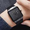 Square Watch Men Leather Strap Black Simple Slim Stylish Wristwatch Gentleman Waterproof Business Casual Male Gift Black Wach for Men
