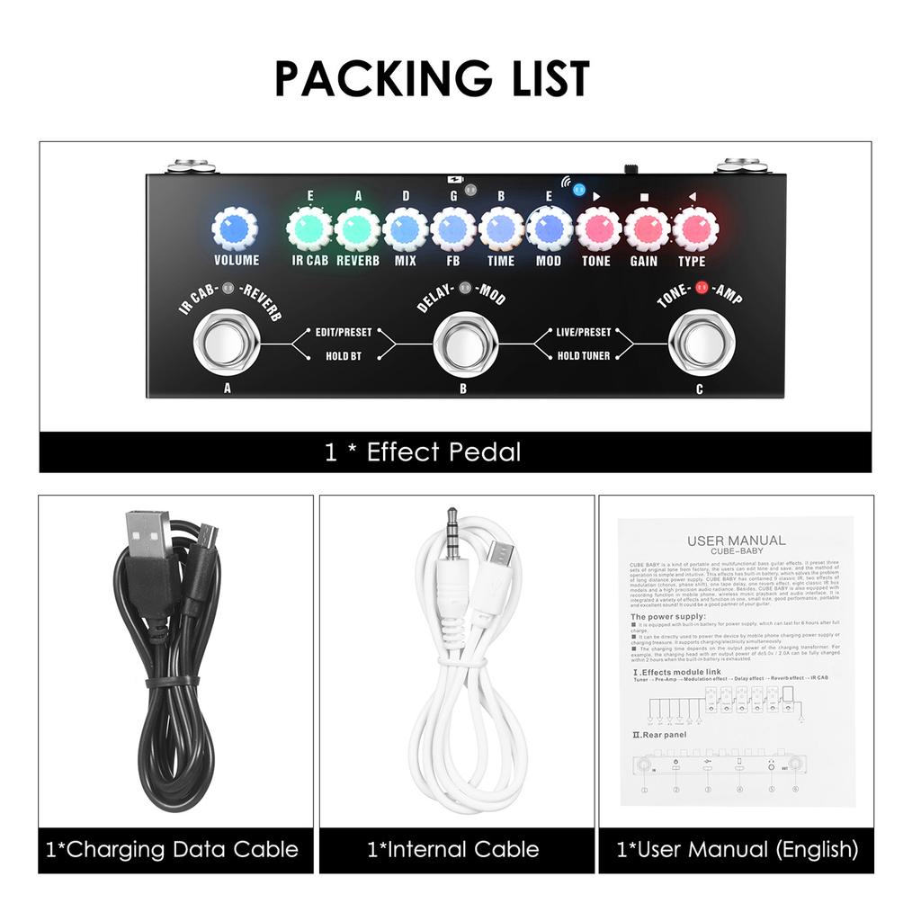 CUVAVE CUBE BABY Portable Multifunctional Electric Guitar Combined Effect Pedal with Wireless Music Playback Phone