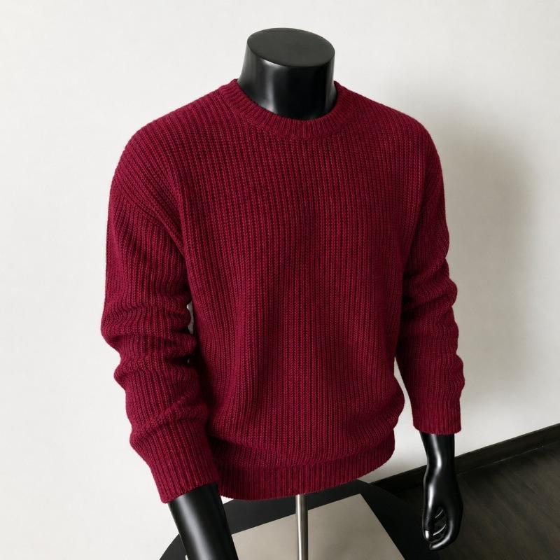 Maglione da uomo vintage casual a vestibilità larga con scollo rotondo in maglia