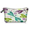 1pc Beautiful Dragonfly Flower Print Makeup Bags, Women Portable Travel Cosmetic Storage Bags with Zipper