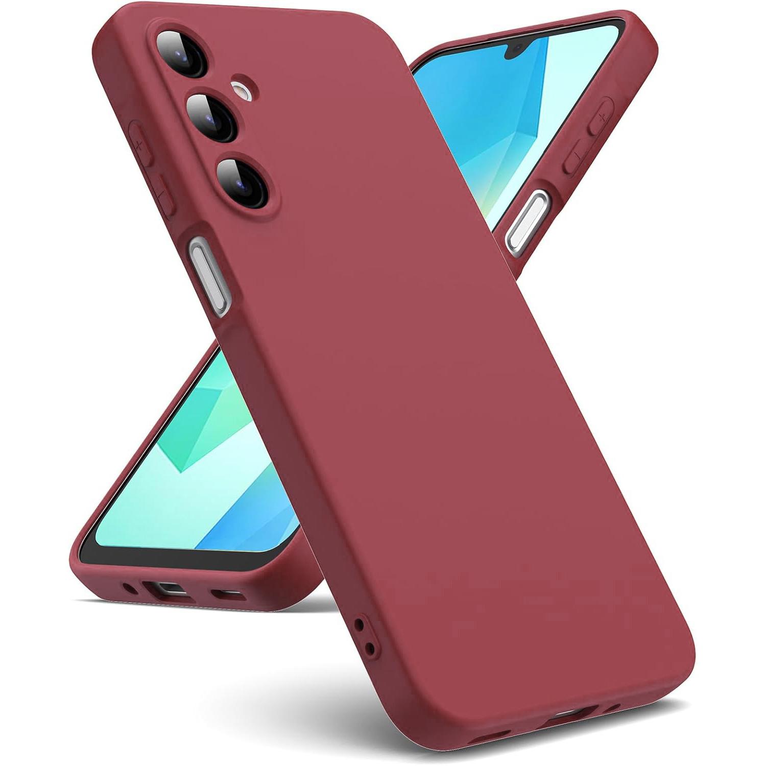 

Розкішний рідкий силіконовий чохол для Samsung Galaxy A56 A36 A26 A16 A06 A05 A05S A15 A25 A35 A55 A04 A04E A04S A14 A24 A34 A54 М який гумовий чохол Бампер Samsung Galaxy A05 темно-червоний колір