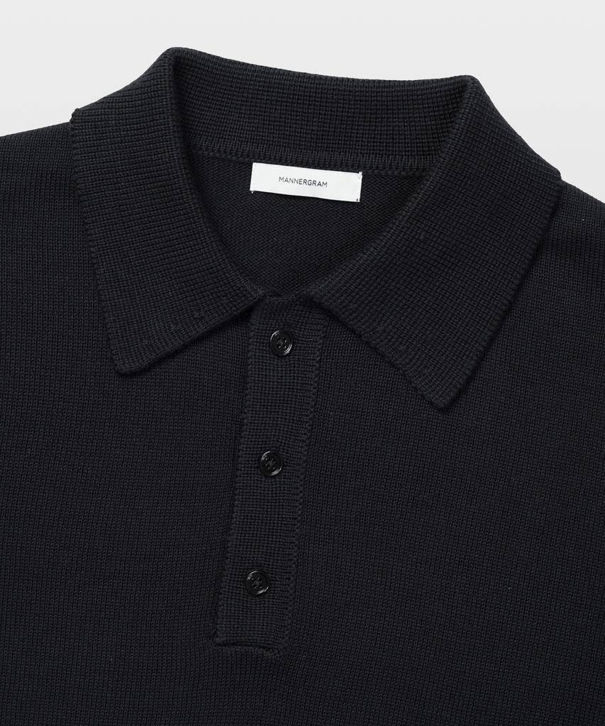 MANNERGRAM 100% Soft Cotton 3-Ply Polo Short Sleeve Knit Black