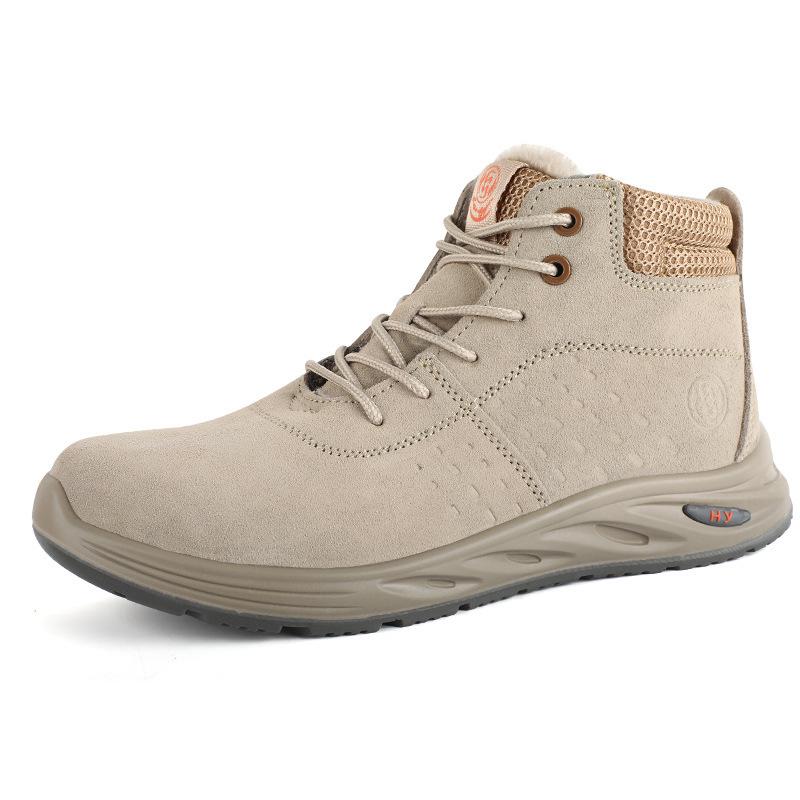 Insulated Suede Cowhide Construction Boots: Wear-resistant, Anti-smash, Puncture-proof, Anti-scald, and High-top for Autumn/Winter.