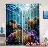 2pcs   2D FLAT PRINTING Curtains (Without Rod) Coral Symphony Popular Window Curtain Durable Polyester Curtains Gifts for Bedroom