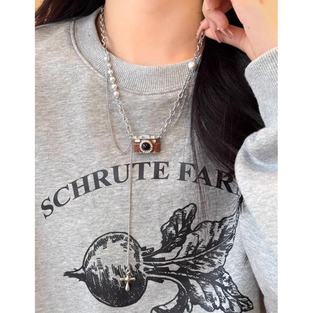 Vintage Brown Camera Pendant Necklace Hip-Hop Fashion Accessories  For Cool Girls