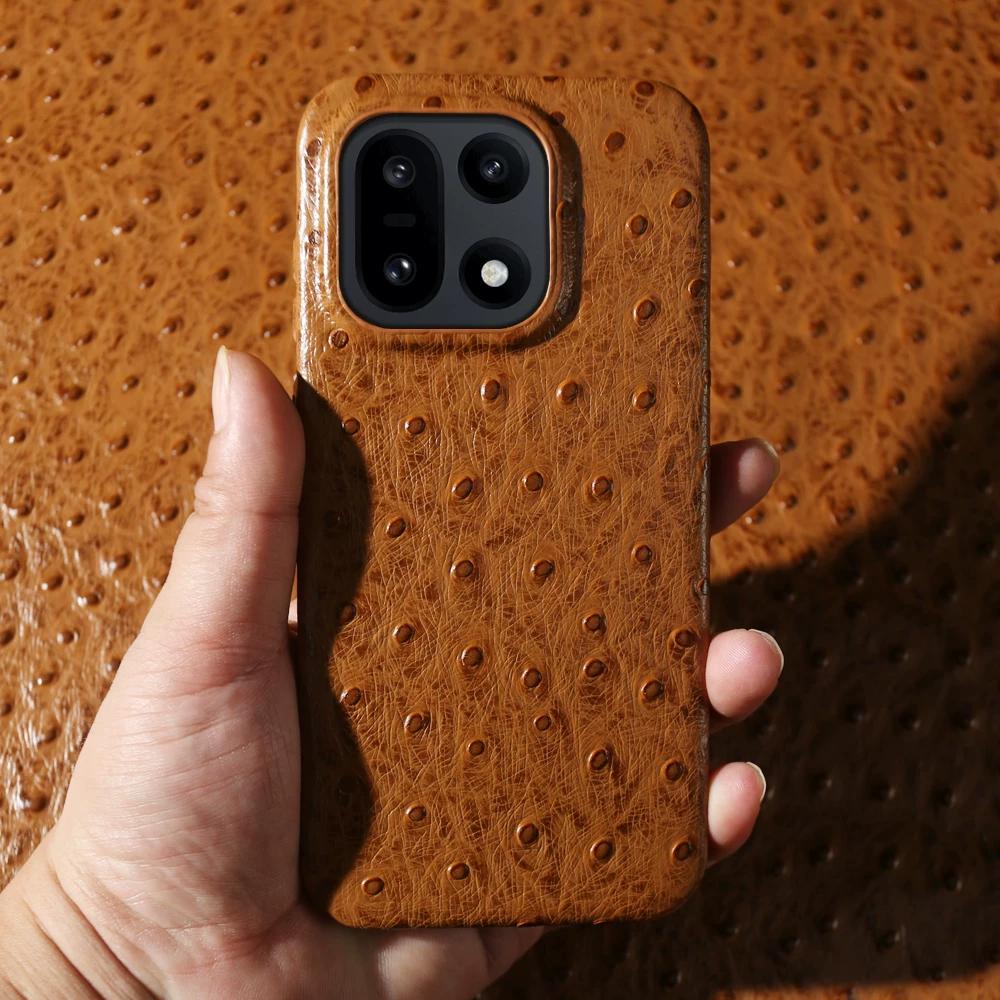 Luxury Genuine Leather Phone Case for OnePlus 13T 15 Magnetic Slim Fit Business Protective Cover with Three Button Design Anti Drop