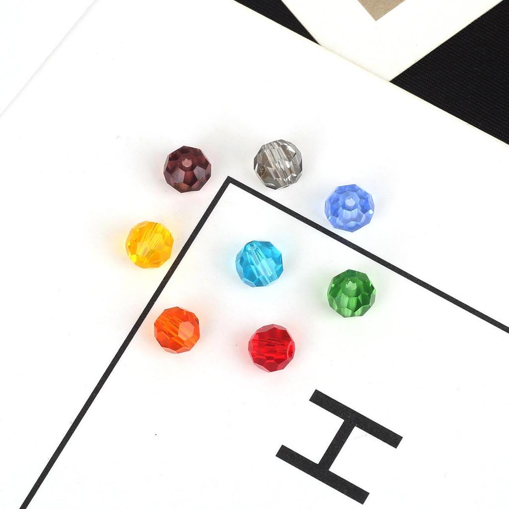 4mm Faceted Round Glass Beads, Handmade Crystal-Plated, Colored DIY Accessories