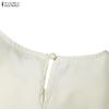 ZANZEA Women Elegant Round Neck Long Sleeve Lace Patchwork Casual Dress