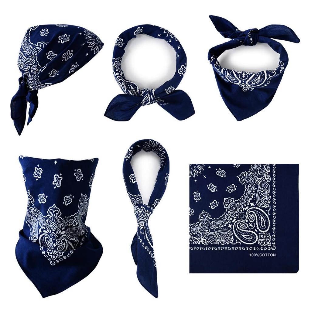kakatrend bandana paisley 100% cotton navy blue adult bandana handkerchief cotton bandana unisex durag large size men's navy 55cm x 55cm