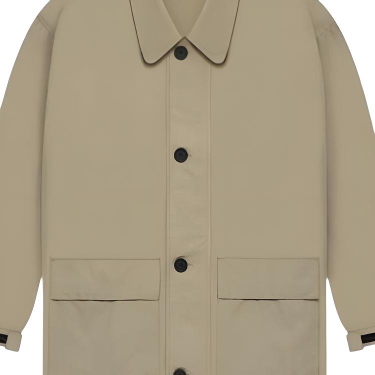 Fear of God Essentials SS22 Mid-Length Windbreaker Jacket With Plain Buttons and Lapel Men Jackets Oak-Brown FOG-SS22-386