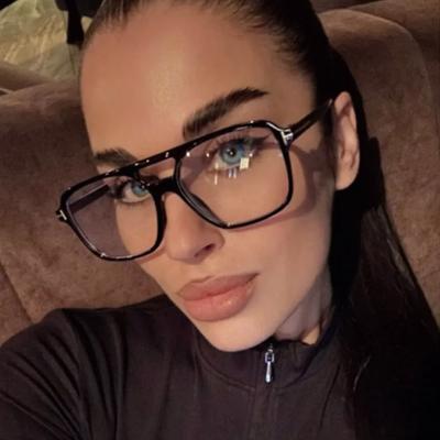 Fashion Pilot Glasses Frames Women Double Bridge Oversized Eyeglasses Frame Square Goggles Classic Brand Designer Eyewear UV400
