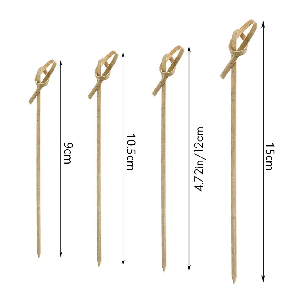 100pcs 9/12/15cm Cocktail Bamboo Skewers Looped Knot Cocktail Picks  Party Decorative