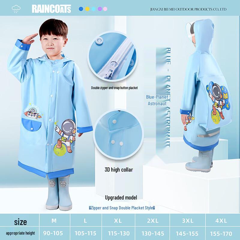 Children s EVA Cartoon Rain Poncho with Backpack Slot