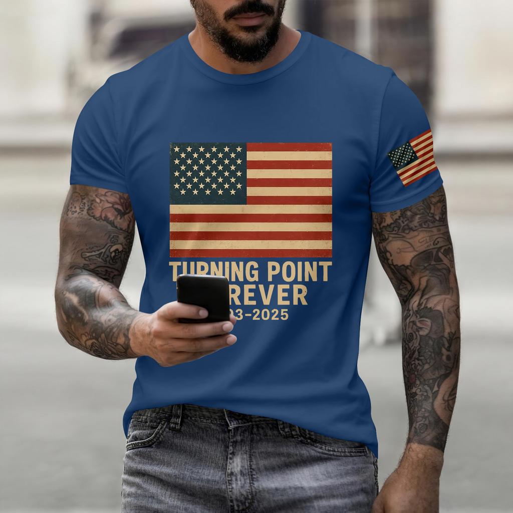 Fashionable Round Neck Short Sleeve Work Clothes Printed Tops For Mens Summer Tops