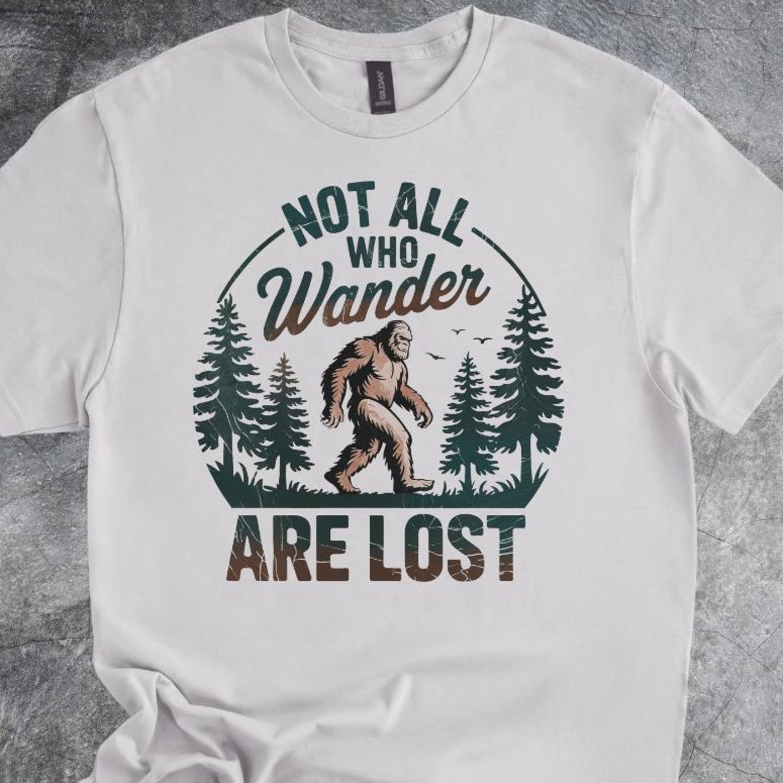 Bigfoot Wander Shirt Forest Walking Graphic Tshirt Adventure Nature Cotton Tee Short Sleeve Gray 100
