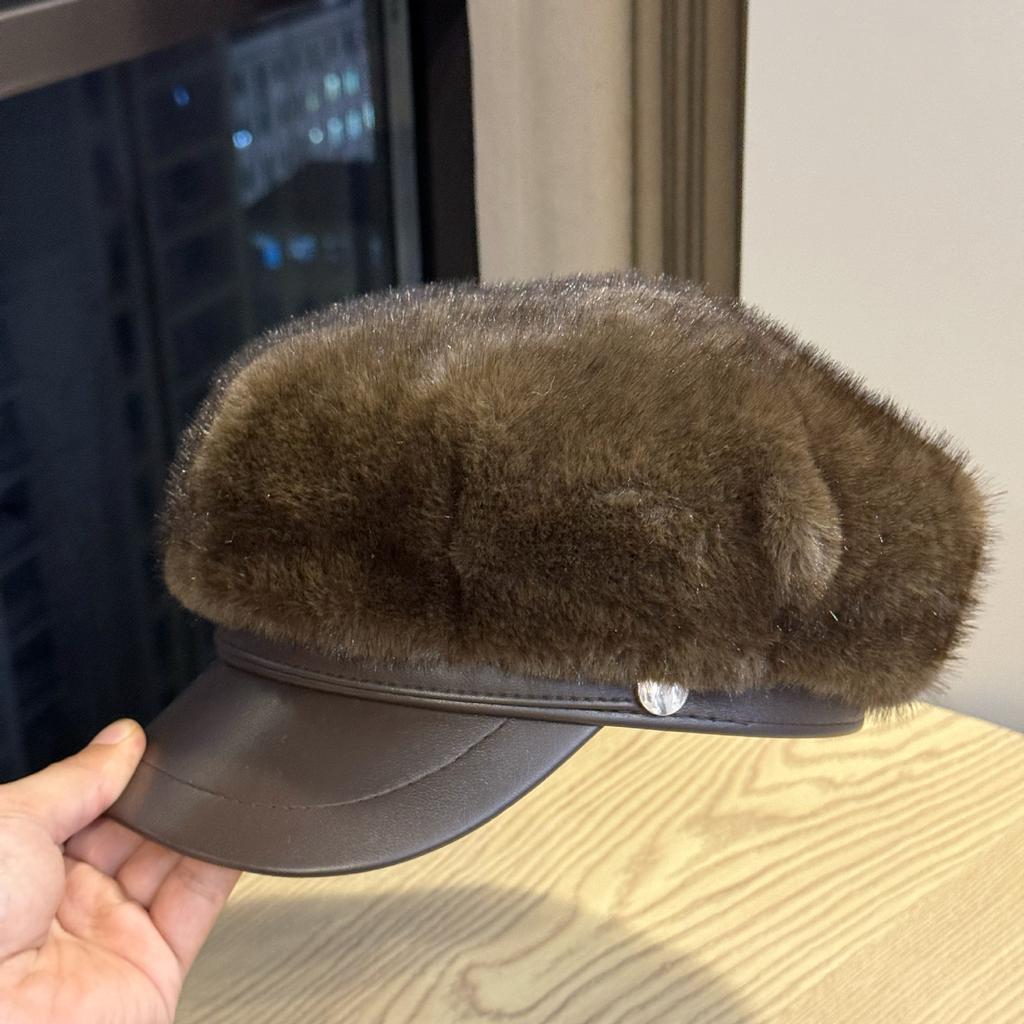 Brim Beret Women's Autumn and Winter Fashionable and Versatile Octagonal Newsboy Hat with A Small Temperament