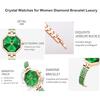 Crystal Women's Square Bracelet Watch Green Waterproof Simple Quartz Fashion