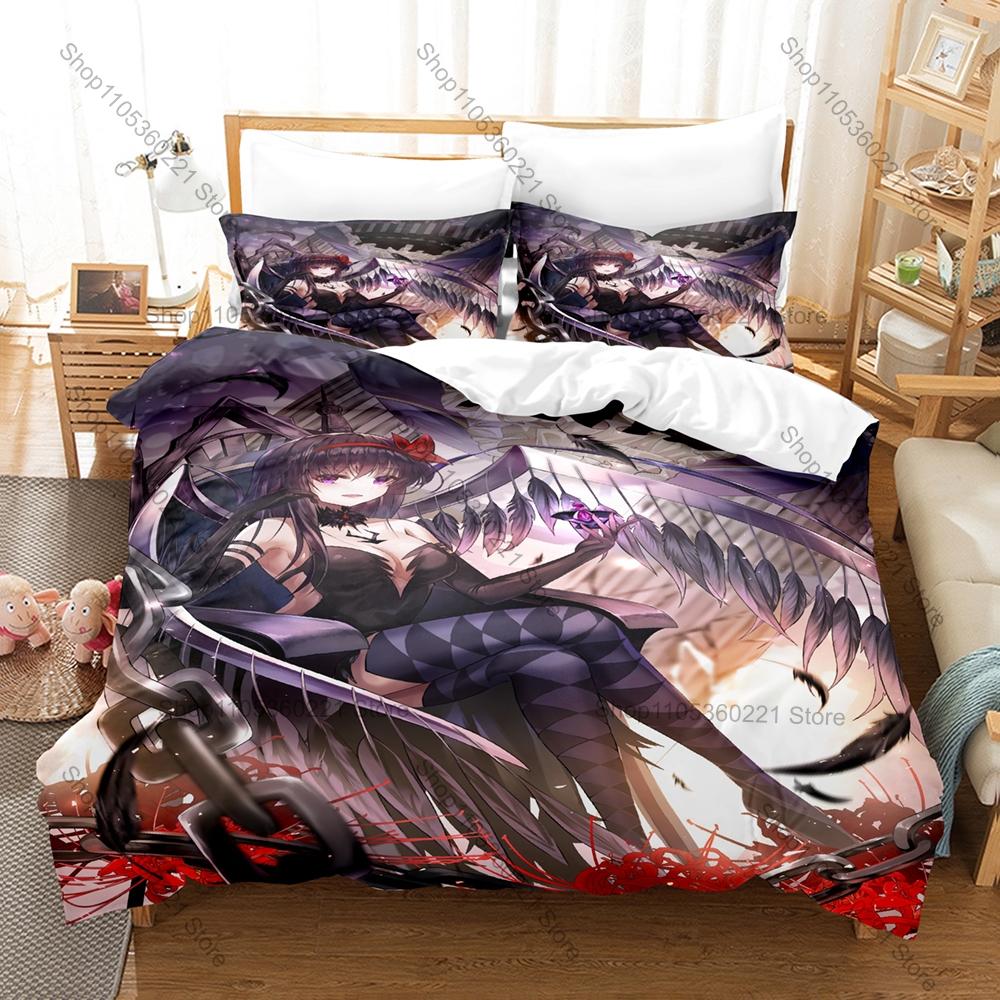 Devil Homura Akemi Duvet Cover + 2 Pillowcases Puella Magi Madoka Magica Dark Magical Girl Bedding Set Soft Fabric Decor Anime