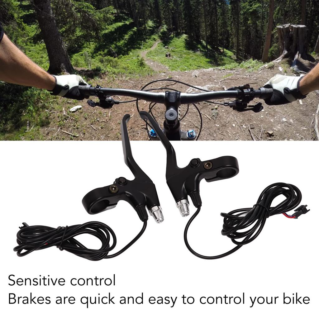 Ongwan Electric Bicycle Brake Lever Set (Left and Right), Aluminum, Waterproof, Brake Handle Grips, 22mm Handlebar, Black