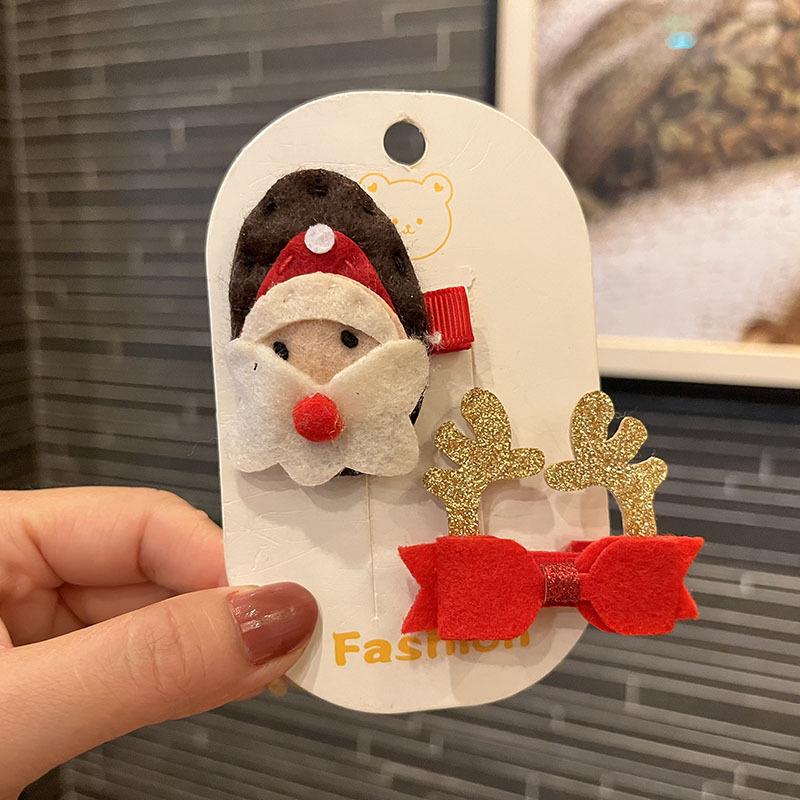 Kids' Festive Santa Claus Candy Hair Clips - Cute Princess Cartoon Hairpins for Holiday Performances