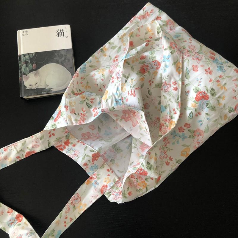 2021 New Poplin Cotton Thin Shoulder Bag Handbag Azalea Flower Floral