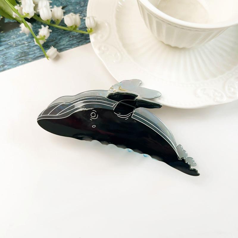 

Marine Acetic Acid Imitation Grappling Clips Dolphin and Whale Hair Curls, Shark Hair Clips Hair Accessories Black whale