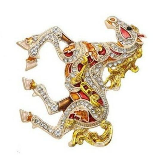 Elegant Gold Enamel Great Dane Brooch - Fashionable Butterfly Pin for Coats and Sweaters.