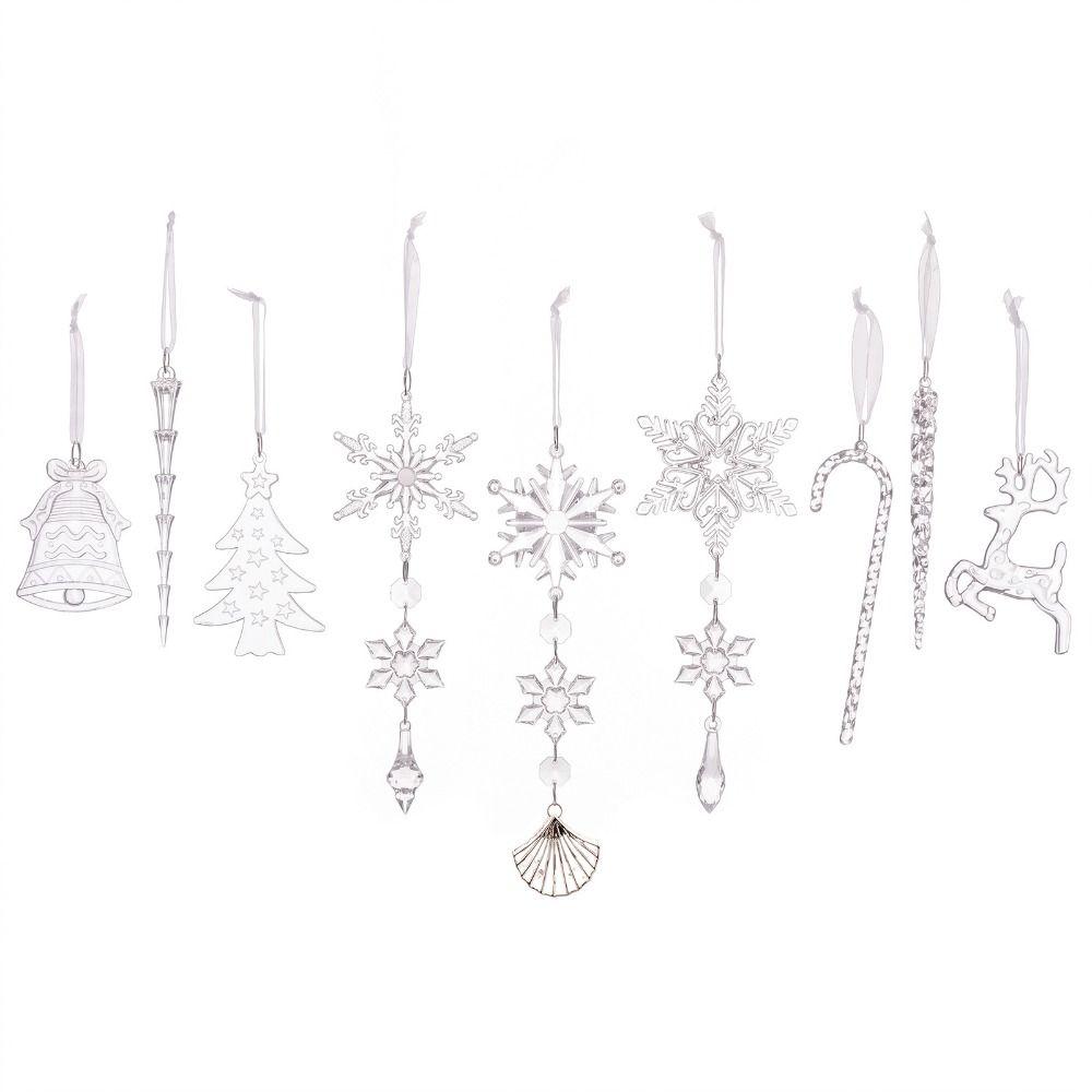 Transparent Acrylic Snowflake Pendant Decorations Icicle Ornaments Set  Wedding Decor