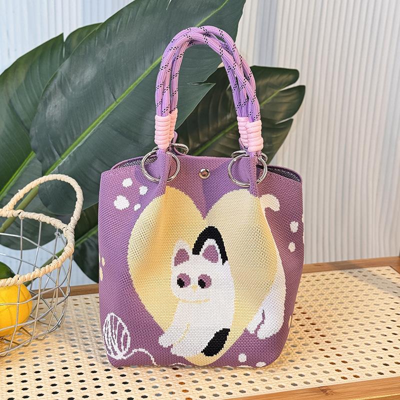 Большая вязаная сумка Capaci, повседневная портативная сумка-ланчбокс, сумка через плечо, универсальная повседневная ручная сумка