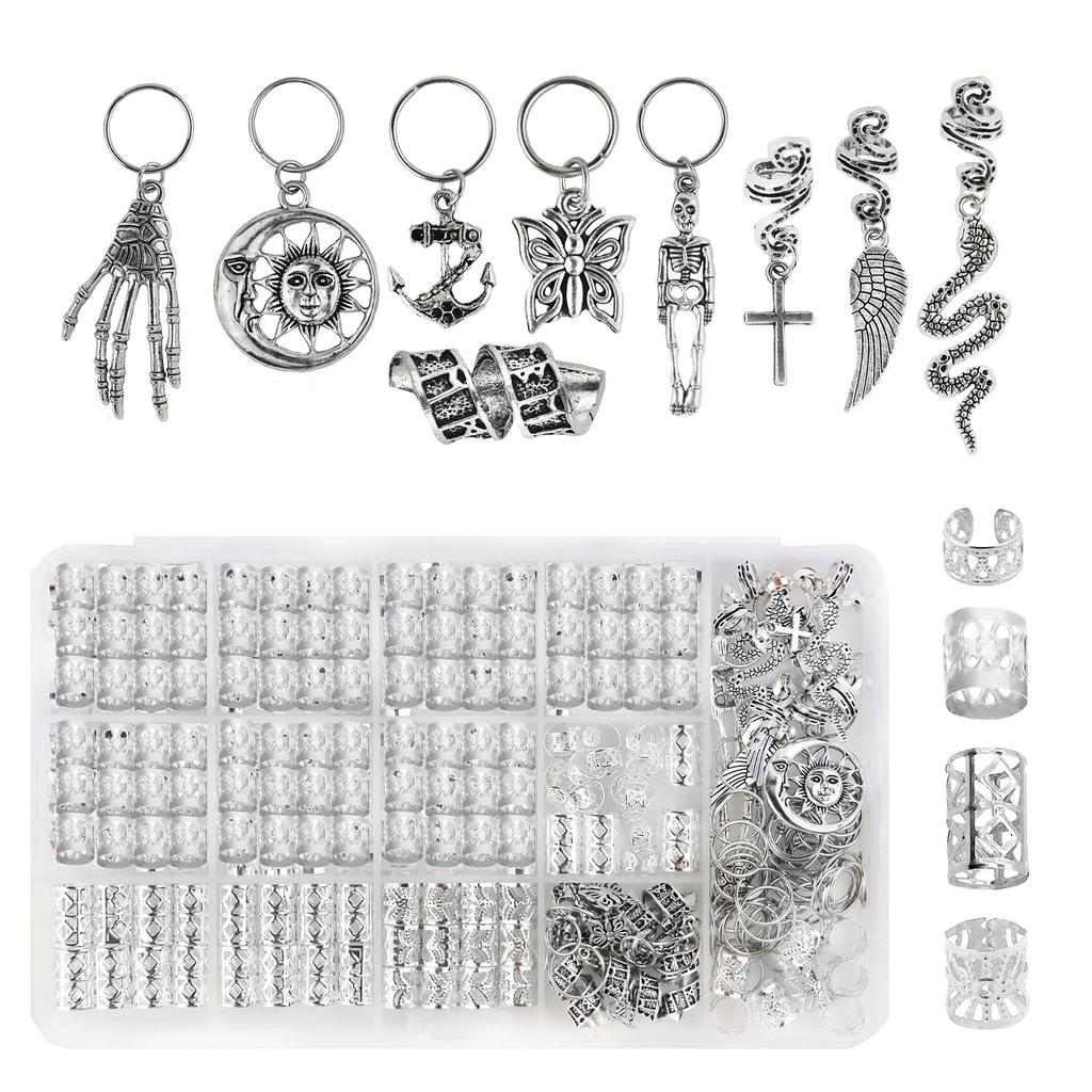 Skeleton Claw Hair Beads Loose Coil Hair Jewelry For Braid Hair Rings Dreadlock Bead Braid Rings Hair Clip Braid Clip