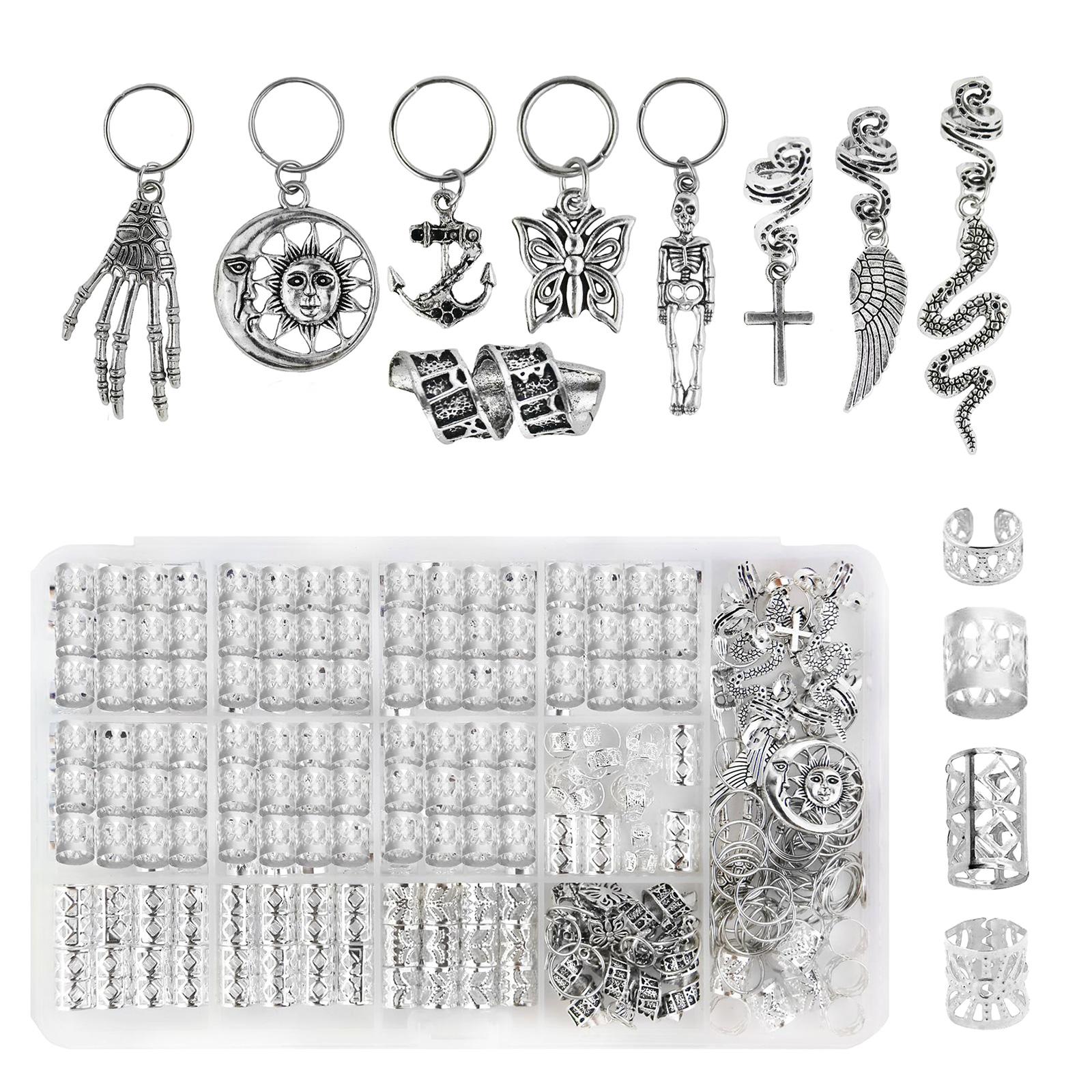 

Бусины для волос в виде скелета-когтя, свободные спиральные украшения для волос для косы, кольца для волос, бусины для дредов, кольца для косы, заколка для волос, зажим для косы серебряный