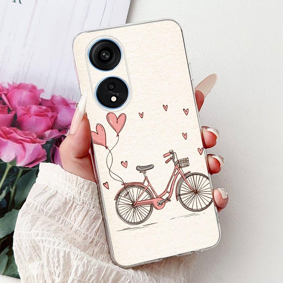 For Oppo Reno8 T Phone Case Reno 8T 5G 4G CPH2481 CPH2505 Elegant Floral Cat Soft Silicone Transparent TPU Lightweight Cases
