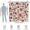 Polyester Shower Curtain - Pink Peony Floral on Soft Cream, Vintage Romantic Aesthetic, Washable & Line Dry, Bathroom Decor