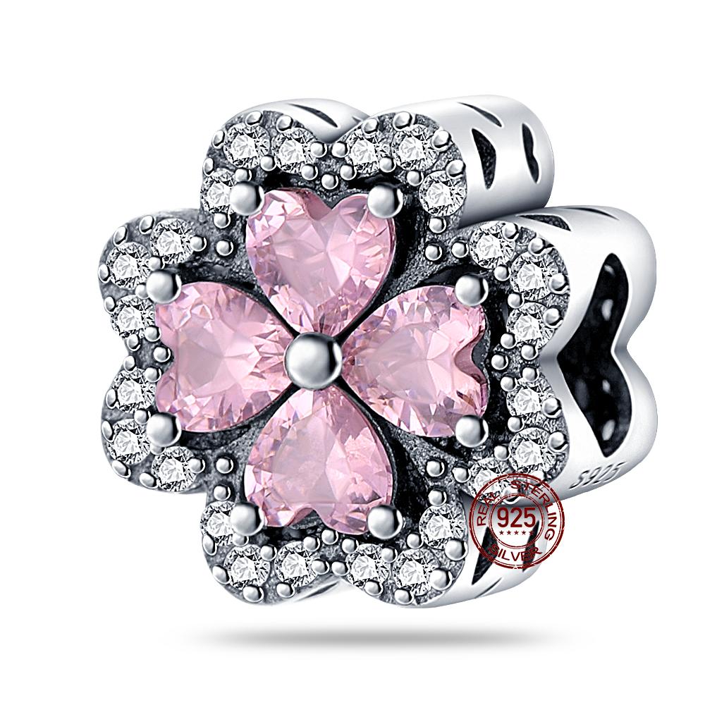 New Original Copper Pave Zirconia Pink Lotus Diy Beads Charms Fit Pan 3Mm Bracelets Madam Jewelry Gift