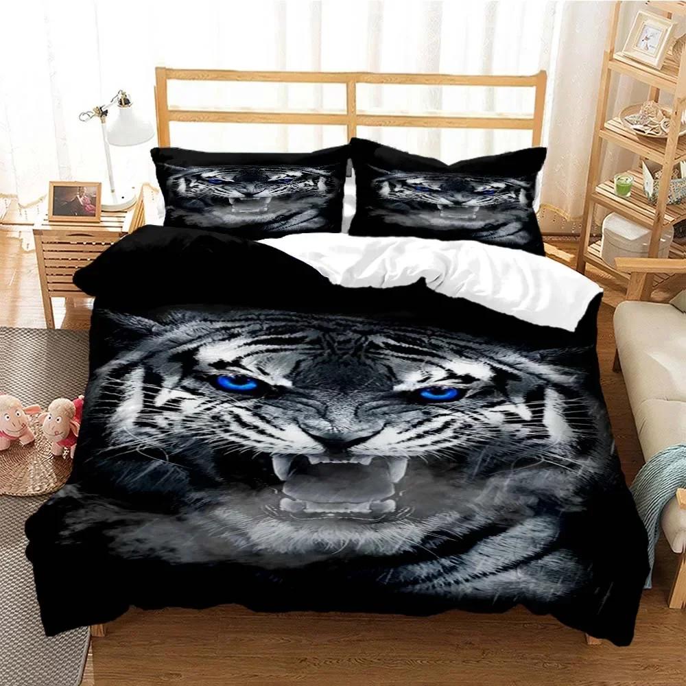 Tiger pattern Digital Print Comfortable Duvet Quilt Cover Pillowcase Bedding Set Children Bedroom Decoration Home Textile