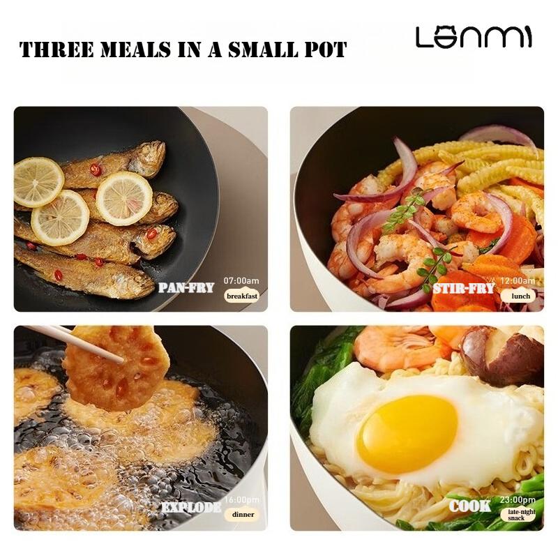 LANMI 20CM Iron Frying Pan Ceramic Integrated Aluminum Alloy Non-stick Healthy Cooking Pan for Family High Quality Pots Meat Pan