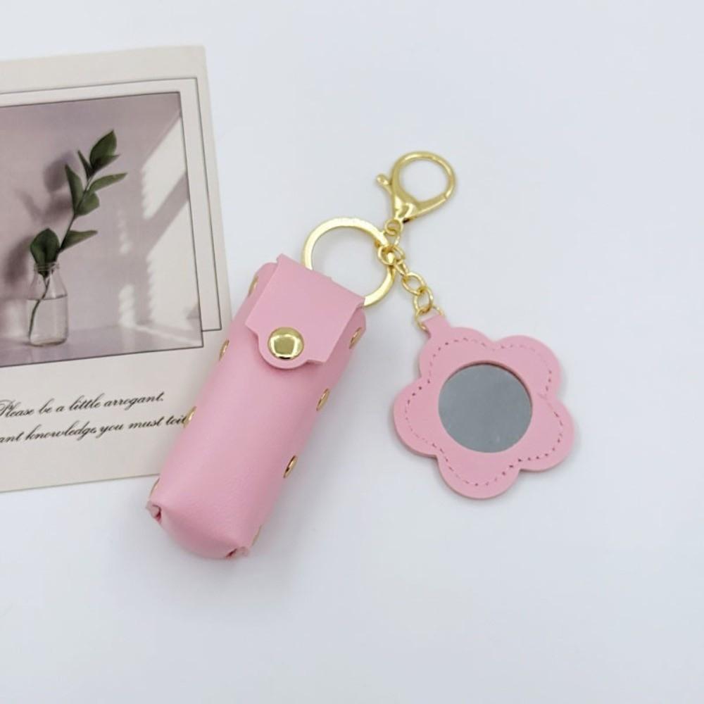 New PVC Lipstick Bags Heart-Shaped Mirror Various Colors Lipstick Pouch Mini Size Keychain Lip Makeups Bag Daily Carry