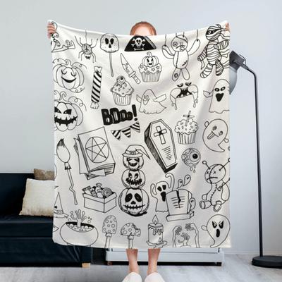 Halloween Geest Deken Bedrukt Herfst Pluche Deken Lichtgewicht Sofa Bed Sprei Bank
